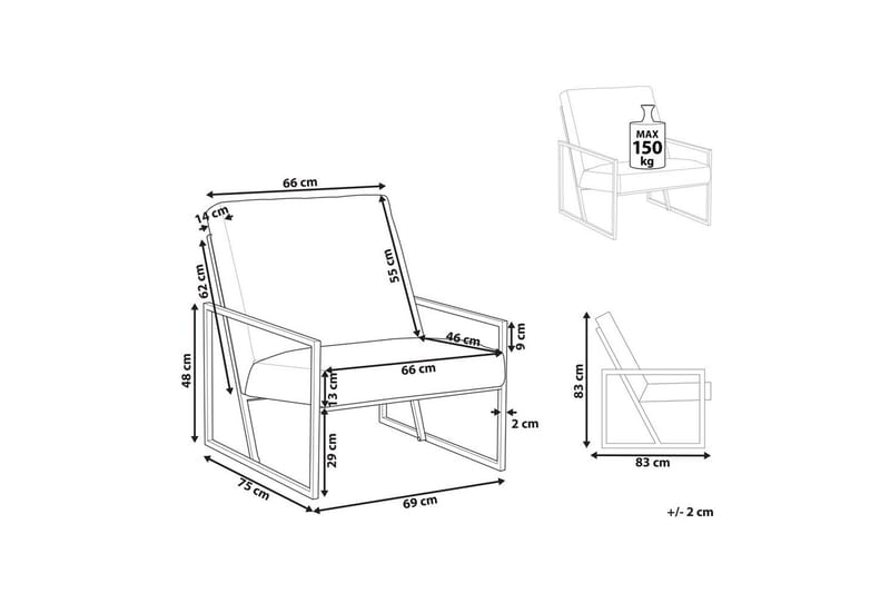 Lænestol Delary - Taupe, sort - Møbler - Stole & lænestole - Lænestole
