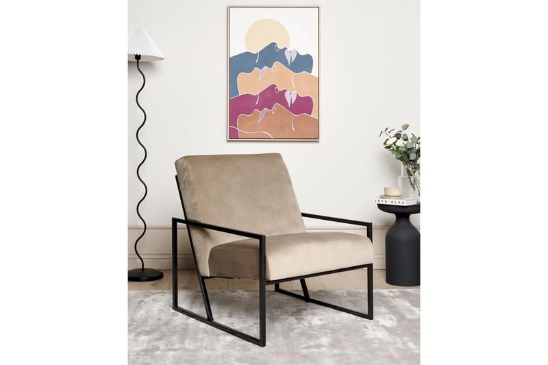 Lænestol Delary - Taupe, sort - Møbler - Stole & lænestole - Lænestole