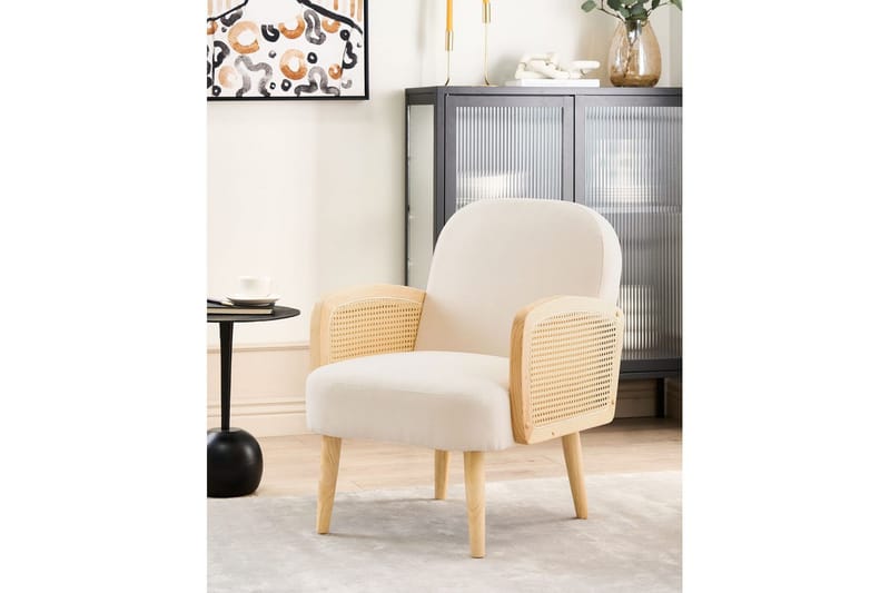 Lænestol Dvenberg - Beige, lyst træ - Møbler - Stole & lænestole - Lænestole