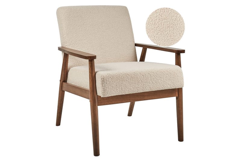 Lænestol Esrum Beige/mørkt træ, Bouclé - Beige/mørkt træ, Bouclé - Møbler - Stole & lænestole - Lænestole