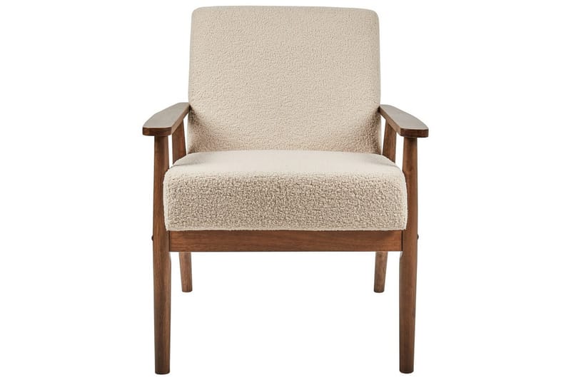 Lænestol Esrum Beige/mørkt træ, Bouclé - Beige/mørkt træ, Bouclé - Møbler - Stole & lænestole - Lænestole