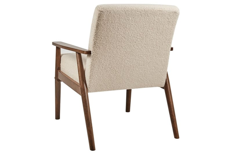 Lænestol Esrum Beige/mørkt træ, Bouclé - Beige/mørkt træ, Bouclé - Møbler - Stole & lænestole - Lænestole