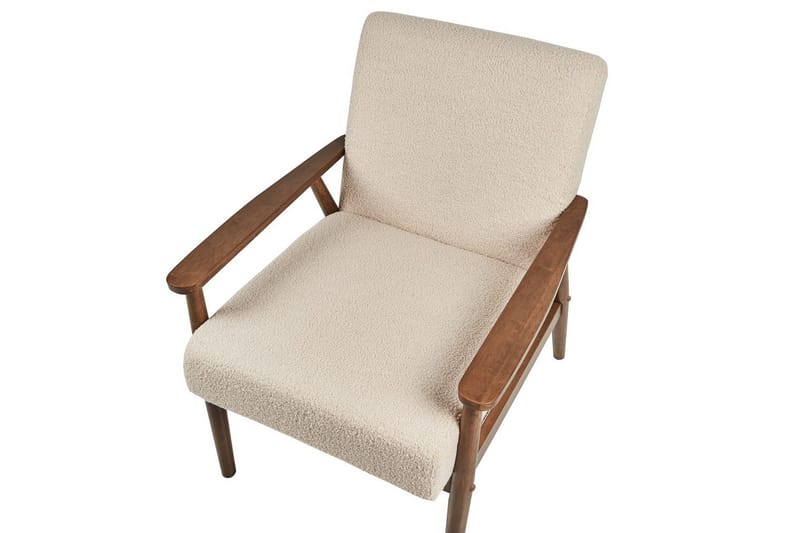 Lænestol Esrum Beige/mørkt træ, Bouclé - Beige/mørkt træ, Bouclé - Møbler - Stole & lænestole - Lænestole