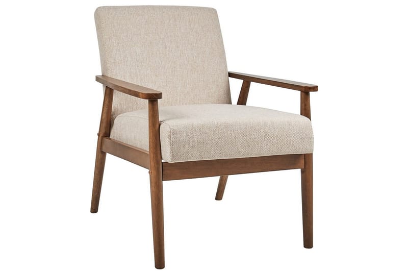 Lænestol Esrum Beige/mørkt træ, Polyester - Beige/mørkt træ, Polyester - Møbler - Stole & lænestole - Lænestole