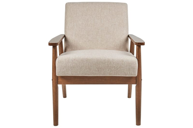 Lænestol Esrum Beige/mørkt træ, Polyester - Beige/mørkt træ, Polyester - Møbler - Stole & lænestole - Lænestole