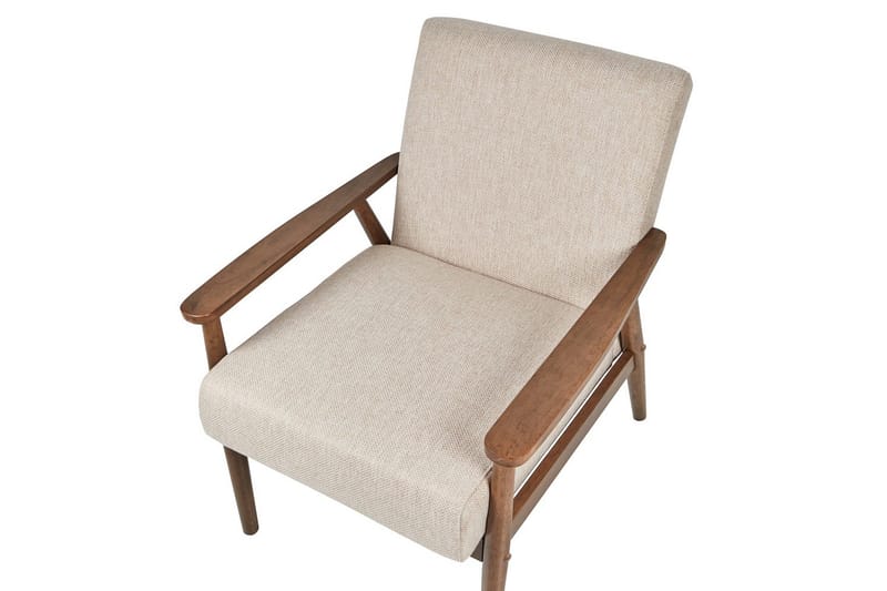 Lænestol Esrum Beige/mørkt træ, Polyester - Beige/mørkt træ, Polyester - Møbler - Stole & lænestole - Lænestole