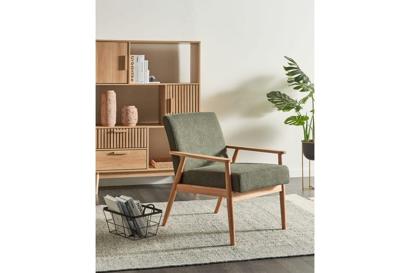 Lænestol Esrum Grønt/lyst træ, Polyester - Grønt/lyst træ, Polyester - Møbler - Stole & lænestole - Lænestole