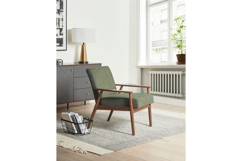 Lænestol Esrum Grønt/mørkt træ, Polyester - Grønt/mørkt træ, Polyester - Møbler - Stole & lænestole - Lænestole