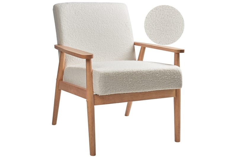 Lænestol Esrum Hvid/lyst træ, Bouclé - Hvid/lyst træ, Bouclé - Møbler - Stole & lænestole - Lænestole