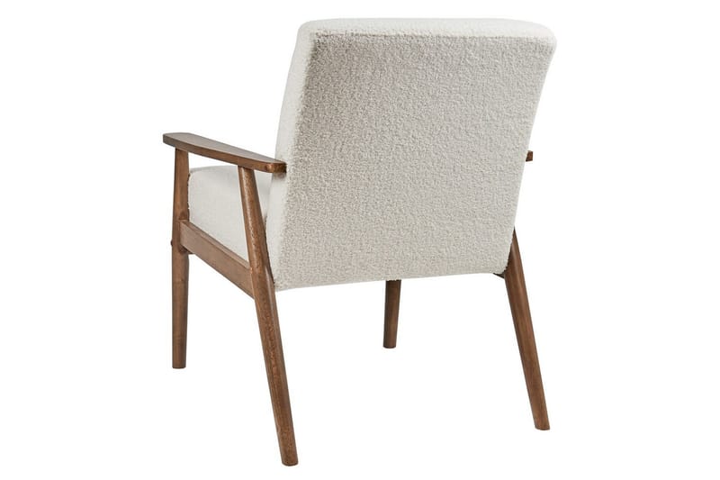 Lænestol Esrum Hvid/mørkt træ, Bouclé - Hvid/mørkt træ, Bouclé - Møbler - Stole & lænestole - Lænestole