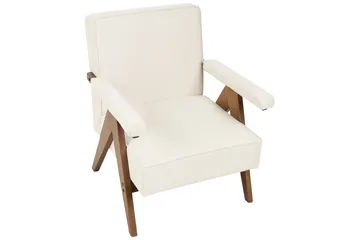Lænestol Evje - Beige, mørkt træ - Møbler - Stole & lænestole - Lænestole