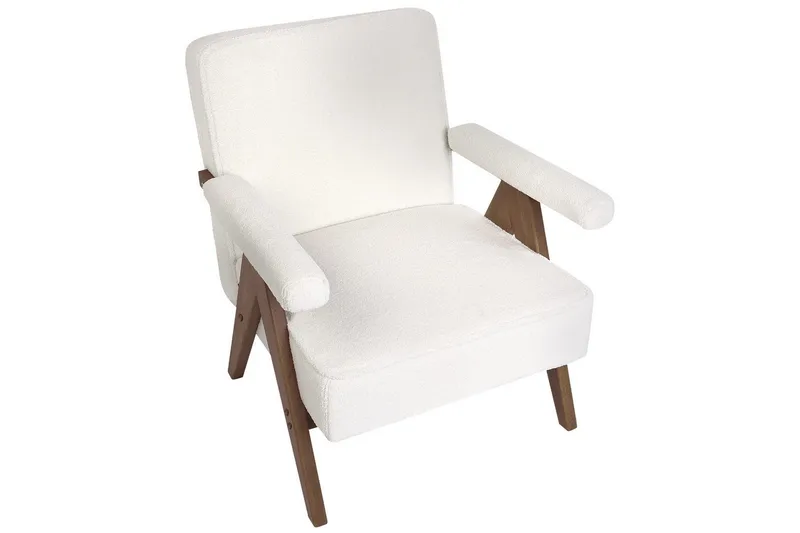 Lænestol Evje - Hvid, mørkt træ - Møbler - Stole & lænestole - Lænestole