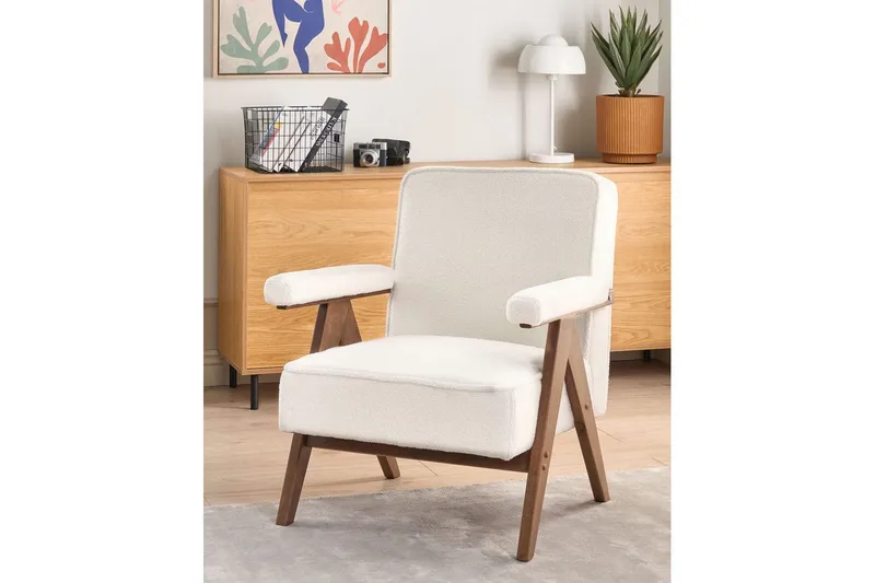 Lænestol Evje - Hvid, mørkt træ - Møbler - Stole & lænestole - Lænestole