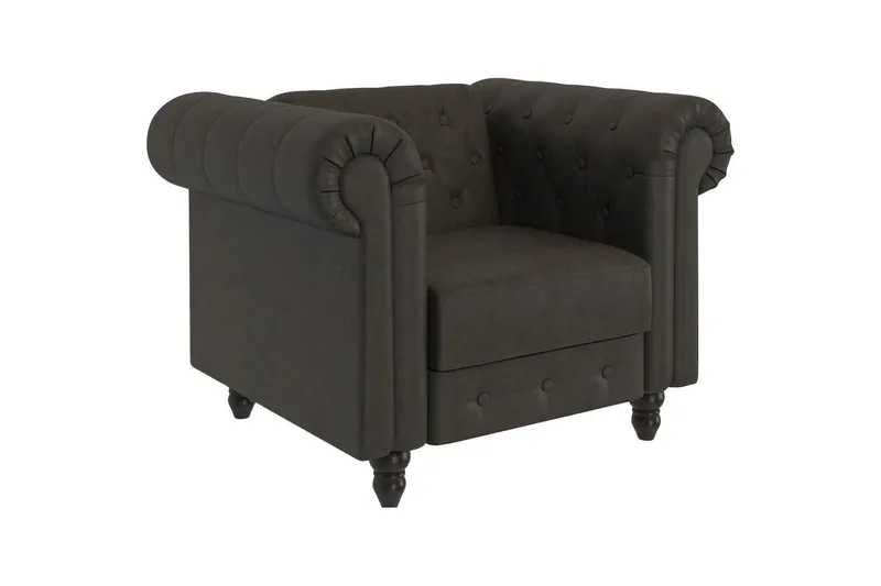 Lænestol Felix Antracit, Mikrofiber/Træ/Metal - Antracit, Mikrofiber/Træ/Metal - Møbler - Stole & lænestole - Lænestole