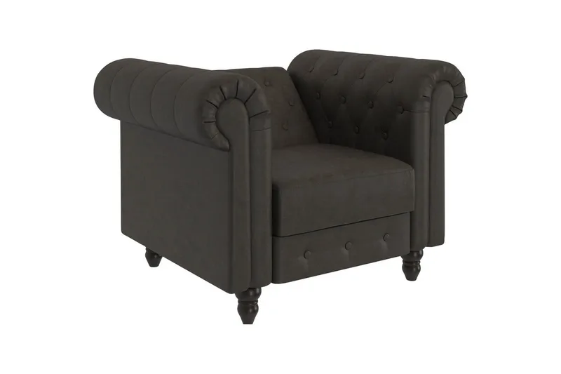 Lænestol Felix Antracit, Mikrofiber/Træ/Metal - Antracit, Mikrofiber/Træ/Metal - Møbler - Stole & lænestole - Lænestole