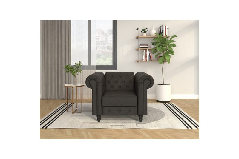 Lænestol Felix Antracit, Mikrofiber/Træ/Metal - Antracit, Mikrofiber/Træ/Metal - Møbler - Stole & lænestole - Lænestole