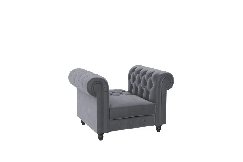 Lænestol Felix Antracit, Velour/Træ/Metal - Antracit, Velour/Træ/Metal - Møbler - Stole & lænestole - Lænestole