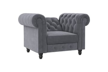 Lænestol Felix Antracit, Velour/Træ/Metal - Antracit, Velour/Træ/Metal - Møbler - Stole & lænestole - Lænestole - Chesterfield lænestole