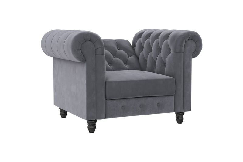 Lænestol Felix Antracit, Velour/Træ/Metal - Antracit, Velour/Træ/Metal - Møbler - Stole & lænestole - Lænestole