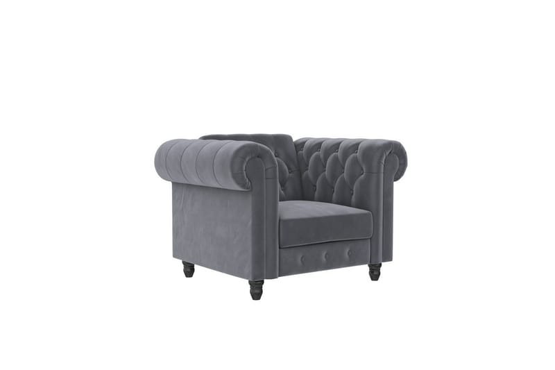 Lænestol Felix Antracit, Velour/Træ/Metal - Antracit, Velour/Træ/Metal - Møbler - Stole & lænestole - Lænestole