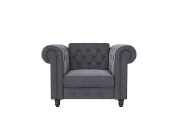 Lænestol Felix Antracit, Velour/Træ/Metal - Antracit, Velour/Træ/Metal - Møbler - Stole & lænestole - Lænestole - Chesterfield lænestole