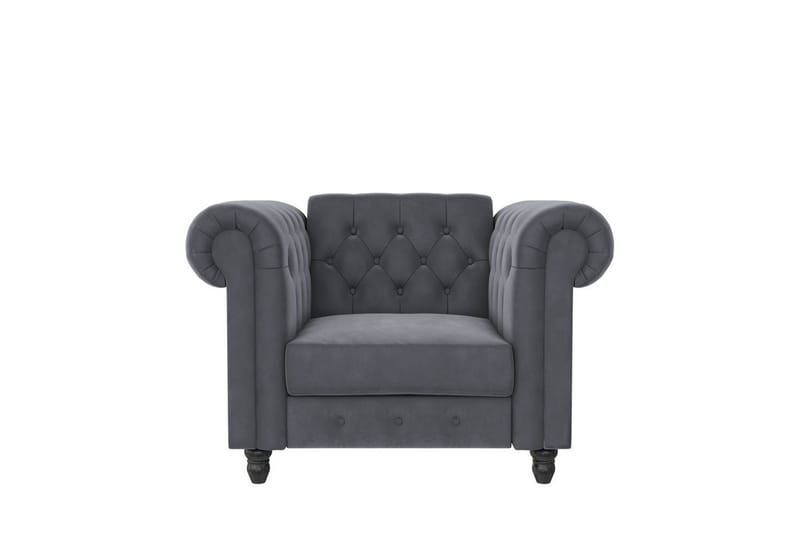 Lænestol Felix Antracit, Velour/Træ/Metal - Antracit, Velour/Træ/Metal - Møbler - Stole & lænestole - Lænestole