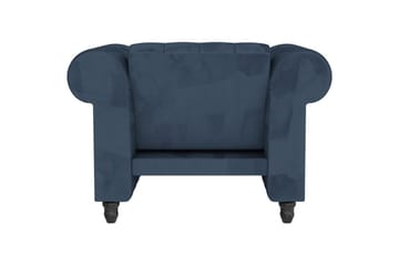 Lænestol Felix Blå, Velour/Træ/Metal - Blå, Velour/Træ/Metal - Møbler - Stole & lænestole - Lænestole - Chesterfield lænestole