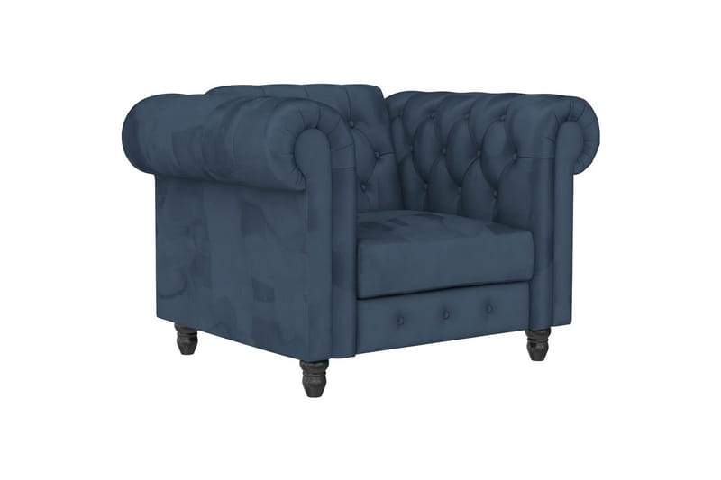 Lænestol Felix Blå, Velour/Træ/Metal - Blå, Velour/Træ/Metal - Møbler - Stole & lænestole - Lænestole