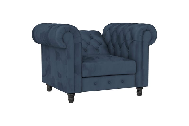 Lænestol Felix Blå, Velour/Træ/Metal - Blå, Velour/Træ/Metal - Møbler - Stole & lænestole - Lænestole