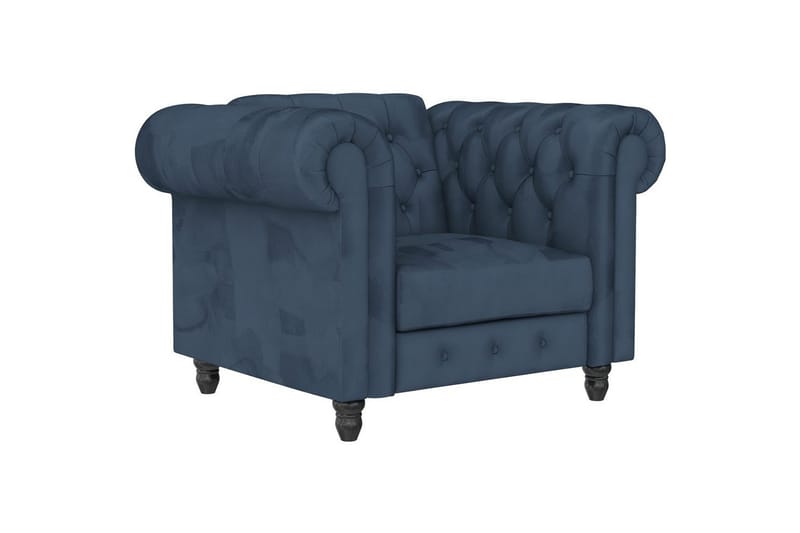 Lænestol Felix Blå, Velour/Træ/Metal, Blå, Velour/Træ/Metal