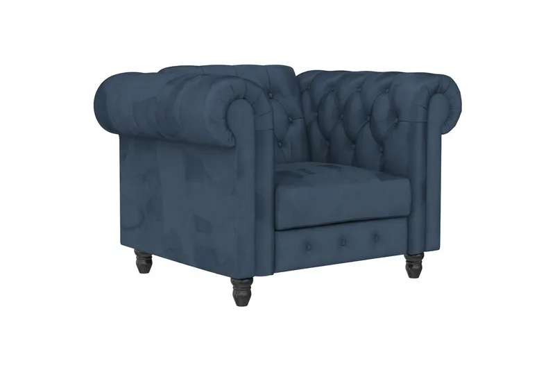 Lænestol Felix Blå, Velour/Træ/Metal, Blå, Velour/Træ/Metal