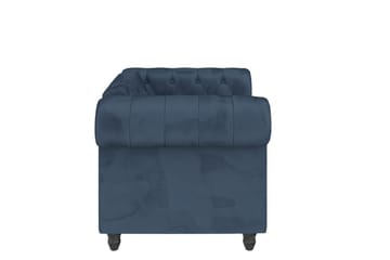Lænestol Felix Blå, Velour/Træ/Metal - Blå, Velour/Træ/Metal - Møbler - Stole & lænestole - Lænestole - Chesterfield lænestole