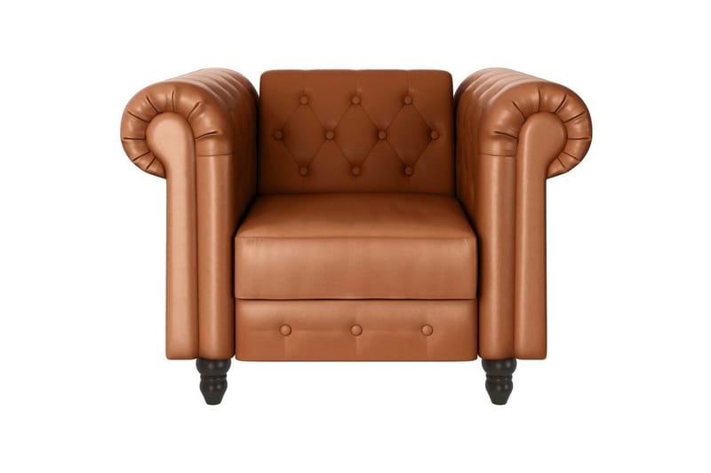 Lænestol Felix Cognac, PU/Træ/Metal - Cognac, PU/Træ/Metal - Møbler - Stole & lænestole - Lænestole