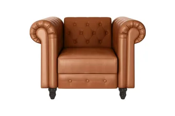 Lænestol Felix Cognac, PU/Træ/Metal - Cognac, PU/Træ/Metal - Møbler - Stole & lænestole - Lænestole - Chesterfield lænestole