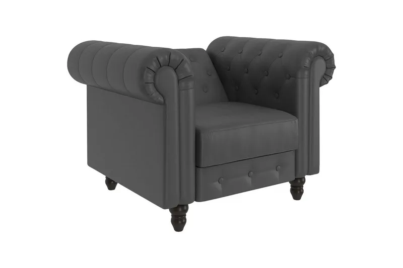 Lænestol Felix Grå, PU/Træ/Metal - Grå, PU/Træ/Metal - Møbler - Stole & lænestole - Lænestole