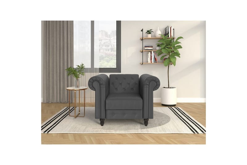 Lænestol Felix Grå, PU/Træ/Metal - Grå, PU/Træ/Metal - Møbler - Stole & lænestole - Lænestole