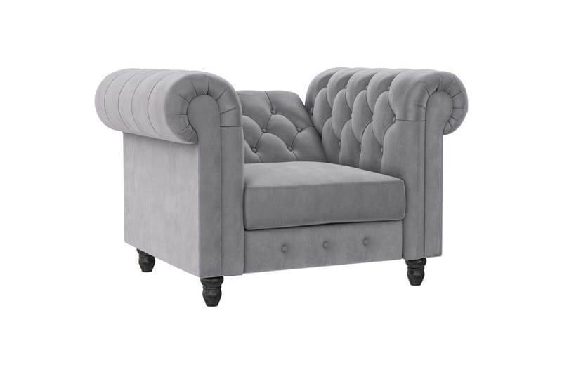 Lænestol Felix Lys Grå, Velour/Træ/Metal - Lys Grå, Velour/Træ/Metal - Møbler - Stole & lænestole - Lænestole