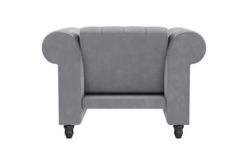 Lænestol Felix Lys Grå, Velour/Træ/Metal - Lys Grå, Velour/Træ/Metal - Møbler - Stole & lænestole - Lænestole - Chesterfield lænestole