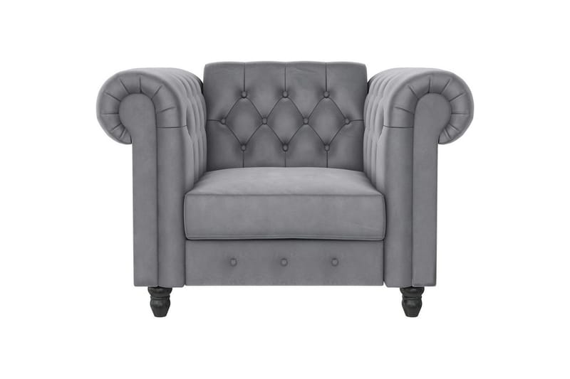 Lænestol Felix Lys Grå, Velour/Træ/Metal - Lys Grå, Velour/Træ/Metal - Møbler - Stole & lænestole - Lænestole