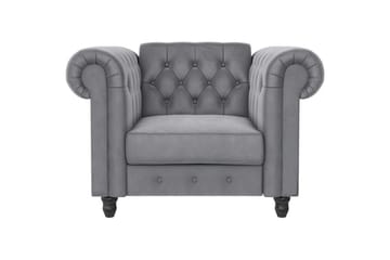 Lænestol Felix Lys Grå, Velour/Træ/Metal - Lys Grå, Velour/Træ/Metal - Møbler - Stole & lænestole - Lænestole - Chesterfield lænestole