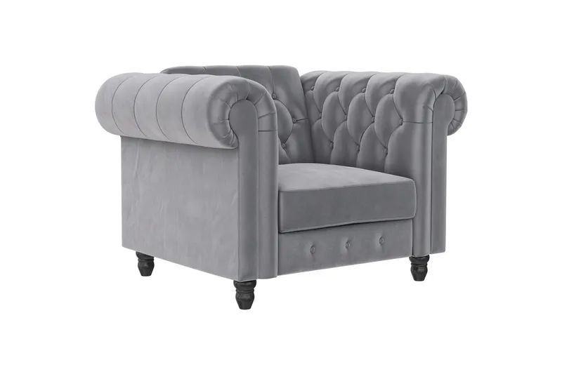 Lænestol Felix Lys Grå, Velour/Træ/Metal - Lys Grå, Velour/Træ/Metal - Møbler - Stole & lænestole - Lænestole