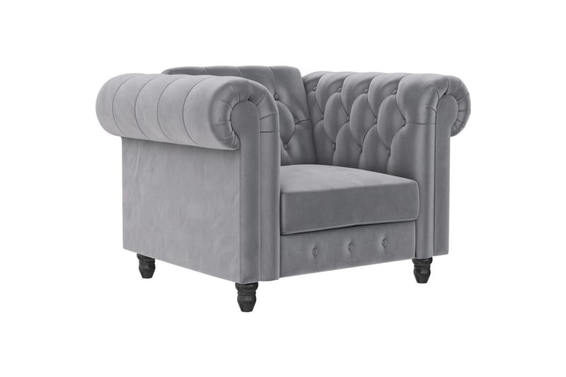 Lænestol Felix Lys Grå, Velour/Træ/Metal, Lys Grå, Velour/Træ/Metal