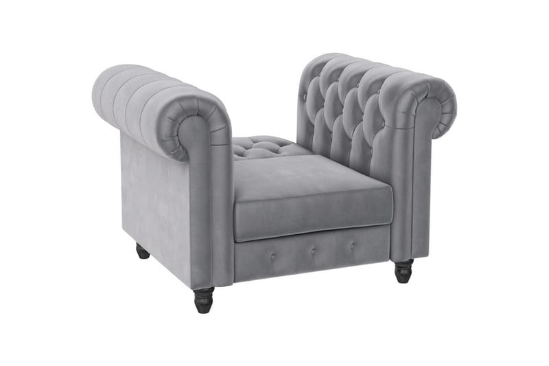 Lænestol Felix Lys Grå, Velour/Træ/Metal - Lys Grå, Velour/Træ/Metal - Møbler - Stole & lænestole - Lænestole