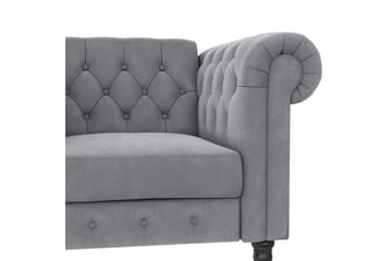 Lænestol Felix Lys Grå, Velour/Træ/Metal - Lys Grå, Velour/Træ/Metal - Møbler - Stole & lænestole - Lænestole - Chesterfield lænestole