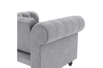 Lænestol Felix Lys Grå, Velour/Træ/Metal - Lys Grå, Velour/Træ/Metal - Møbler - Stole & lænestole - Lænestole - Chesterfield lænestole