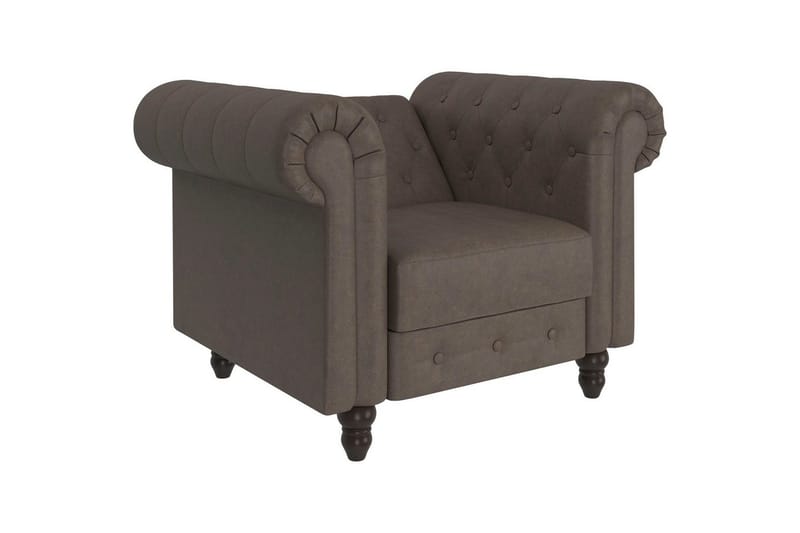 Lænestol Felix Mørkebrun, Mikrofiber/Træ/Metal - Mørkebrun, Mikrofiber/Træ/Metal - Møbler - Stole & lænestole - Lænestole