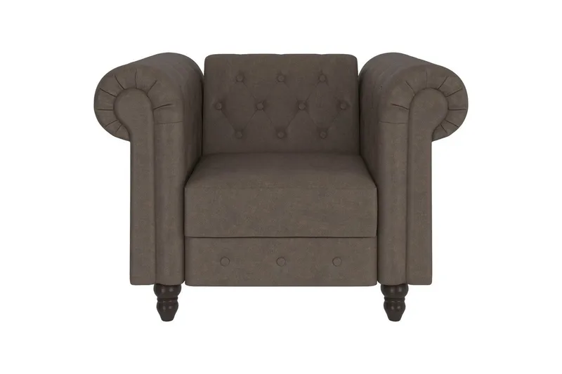 Lænestol Felix Mørkebrun, Mikrofiber/Træ/Metal - Mørkebrun, Mikrofiber/Træ/Metal - Møbler - Stole & lænestole - Lænestole