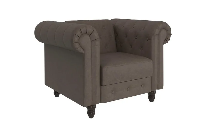 Lænestol Felix Mørkebrun, Mikrofiber/Træ/Metal, Mørkebrun, Mikrofiber/Træ/Metal