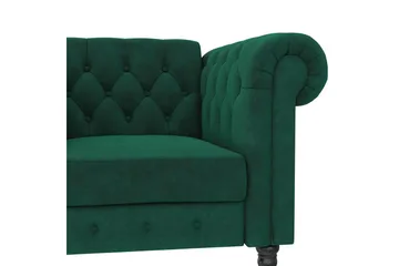 Lænestol Felix Mørkegrøn, Velour/Træ/Metal - Mørkegrøn, Velour/Træ/Metal - Møbler - Stole & lænestole - Lænestole - Chesterfield lænestole