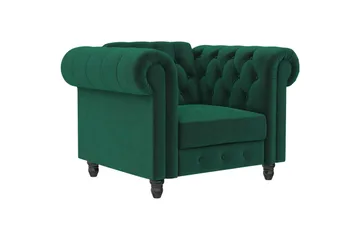 Lænestol Felix Mørkegrøn, Velour/Træ/Metal